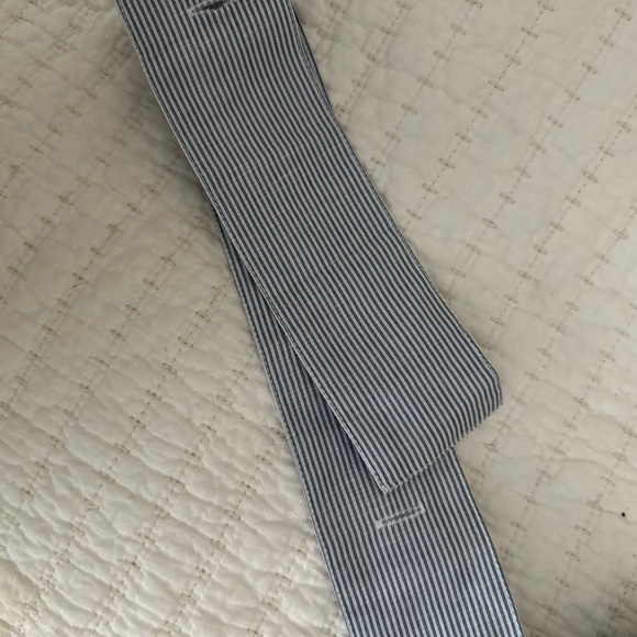 NWOT 💙🤍 Lunya Resort Linen Silk Kimono Robe pinstripe Blue and White - Picture 6 of 8